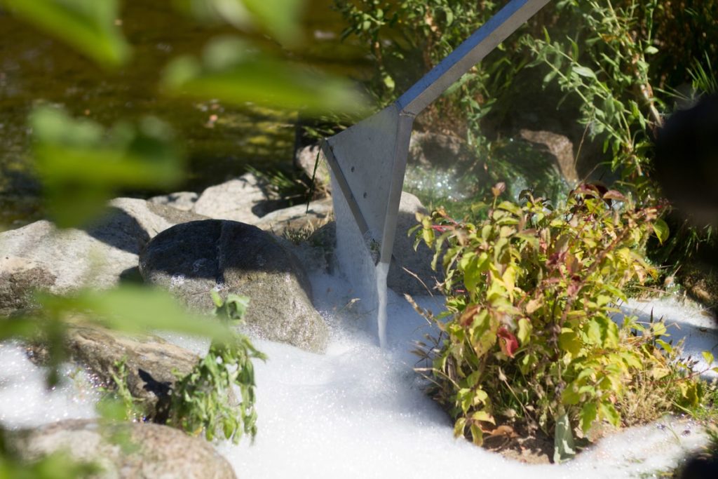 Foamstream in use killing weeds