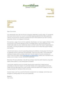 Council letter template - request organic weeding